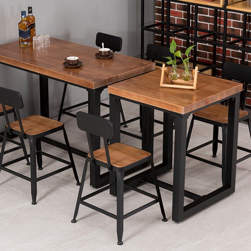 Solid Wood Dining Table Industrial Brown Top Dining Table with Black Frame Clearhalo 'Dining Tables & Seating' 'Dining Tables' 'dining_table' 'furn' 'furn_dining_table' 'Furniture' 'Kitchen & Dining Furniture' 5320652