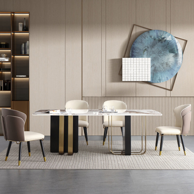 黒の二重台座のある豪華な焼結された石の上部テーブル長方形のテーブル