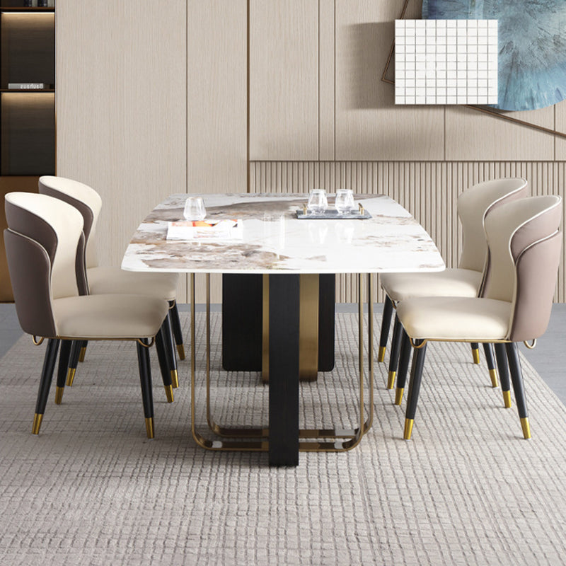 黒の二重台座のある豪華な焼結された石の上部テーブル長方形のテーブル