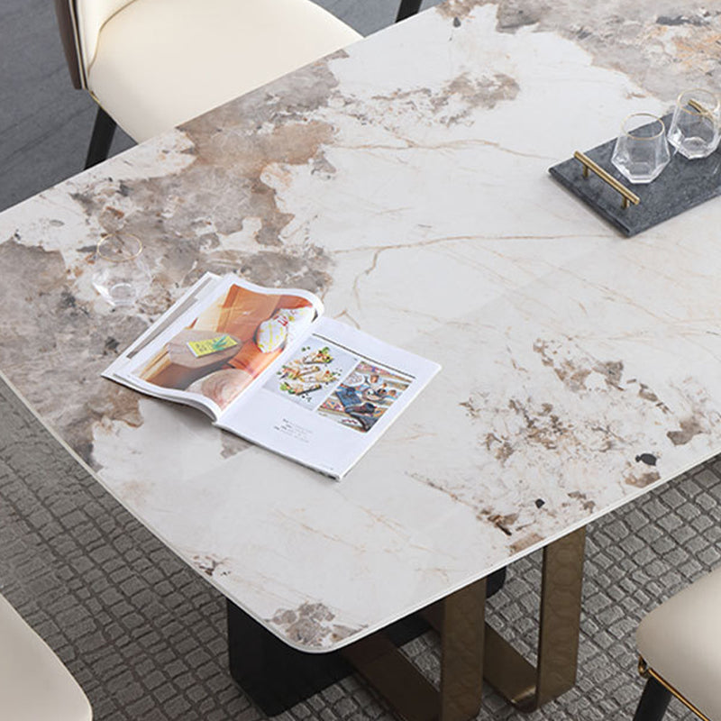 黒の二重台座のある豪華な焼結された石の上部テーブル長方形のテーブル