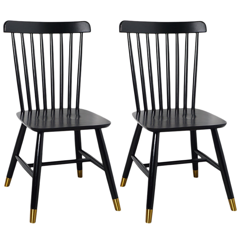 Contemporary Wood Chair Windsor Back Side Chair in Matte Finish for Home Matte Black 2 Piece Set Clearhalo 'Dining Chairs' 'Dining Tables & Seating' 'dining_chair' 'furn' 'furn_dining_chair' 'Furniture' 'Kitchen & Dining Furniture' 5320716