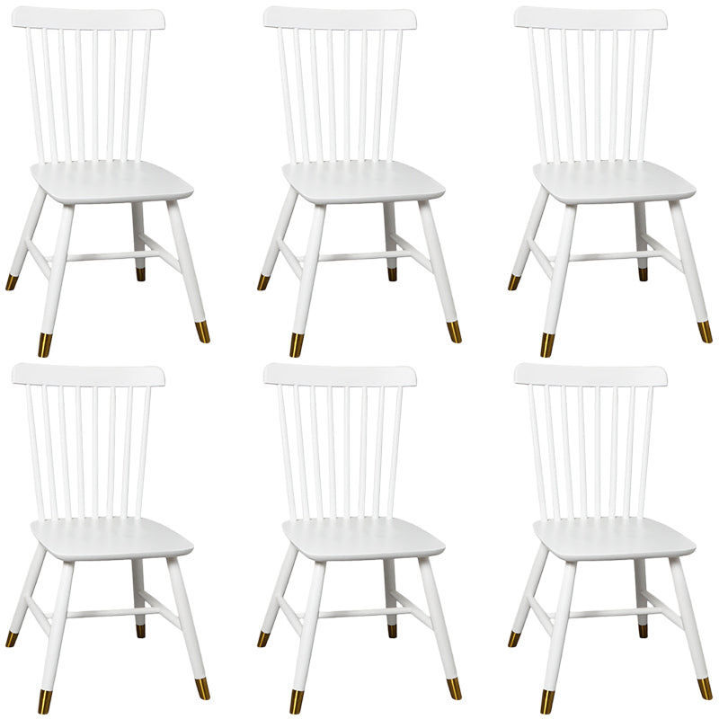 Contemporary Wood Chair Windsor Back Side Chair in Matte Finish for Home White 6 Piece Set Clearhalo 'Dining Chairs' 'Dining Tables & Seating' 'dining_chair' 'furn' 'furn_dining_chair' 'Furniture' 'Kitchen & Dining Furniture' 5320741