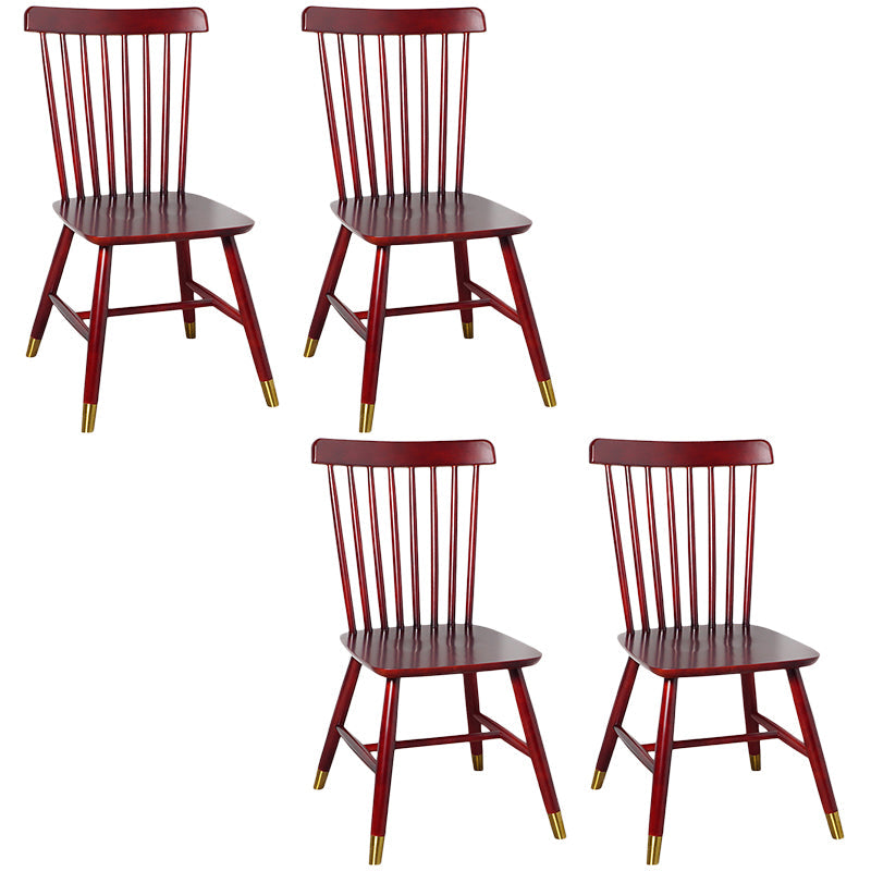Contemporary Wood Chair Windsor Back Side Chair in Matte Finish for Home Red Brown 4 Piece Set Clearhalo 'Dining Chairs' 'Dining Tables & Seating' 'dining_chair' 'furn' 'furn_dining_chair' 'Furniture' 'Kitchen & Dining Furniture' 5320756