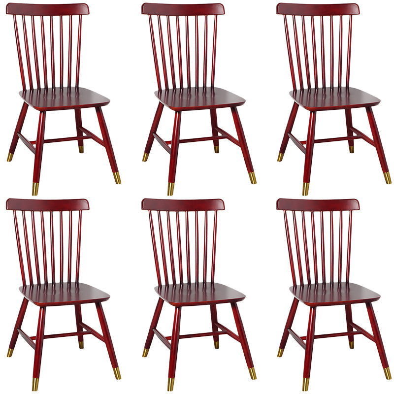 Contemporary Wood Chair Windsor Back Side Chair in Matte Finish for Home Red Brown 6 Piece Set Clearhalo 'Dining Chairs' 'Dining Tables & Seating' 'dining_chair' 'furn' 'furn_dining_chair' 'Furniture' 'Kitchen & Dining Furniture' 5320757