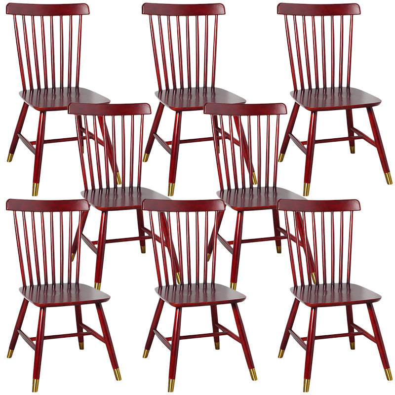 Contemporary Wood Chair Windsor Back Side Chair in Matte Finish for Home Red Brown 8 Piece Set Clearhalo 'Dining Chairs' 'Dining Tables & Seating' 'dining_chair' 'furn' 'furn_dining_chair' 'Furniture' 'Kitchen & Dining Furniture' 5320758