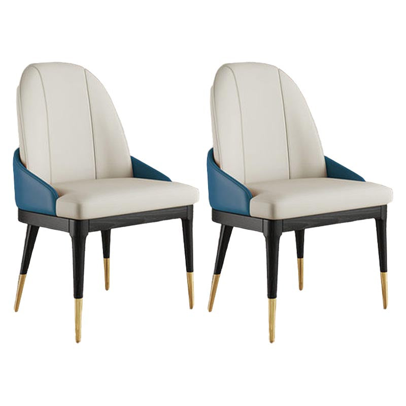 Silla de comedor de comedor glamorosa silla de comedor de cuero con patas de madera maciza