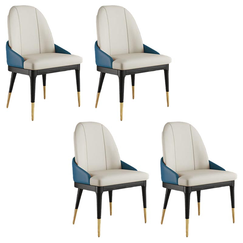 Silla de comedor de comedor glamorosa silla de comedor de cuero con patas de madera maciza