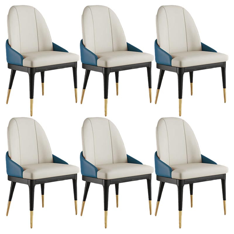 Silla de comedor de comedor glamorosa silla de comedor de cuero con patas de madera maciza