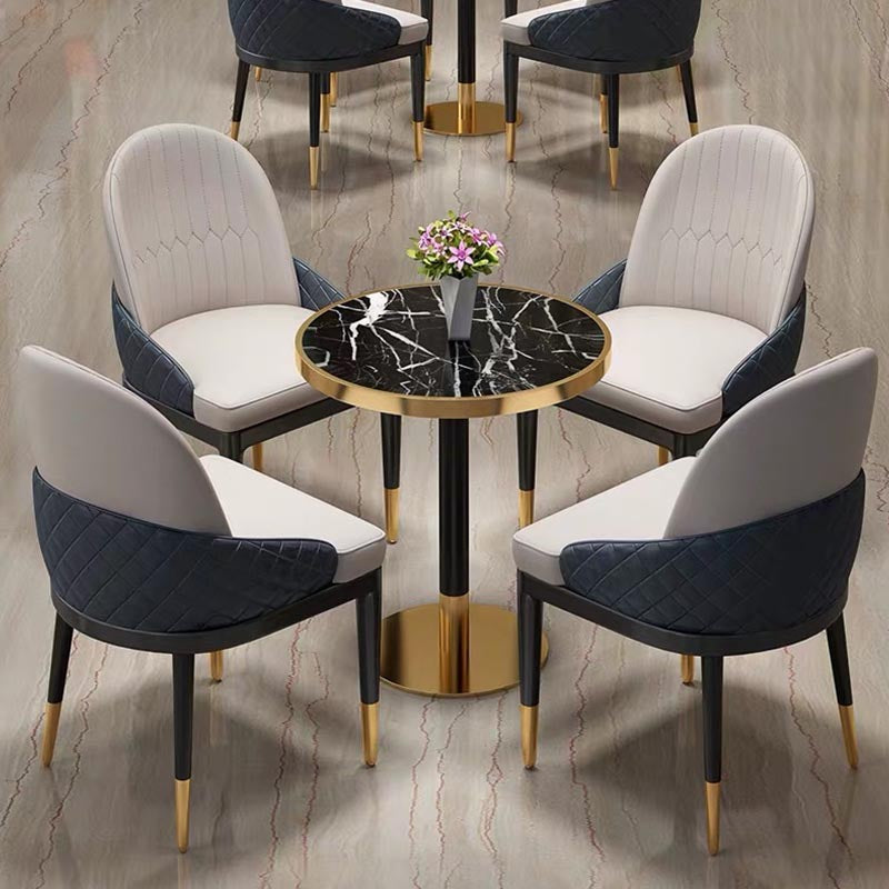 Silla de comedor de comedor glamorosa silla de comedor de cuero con patas de madera maciza