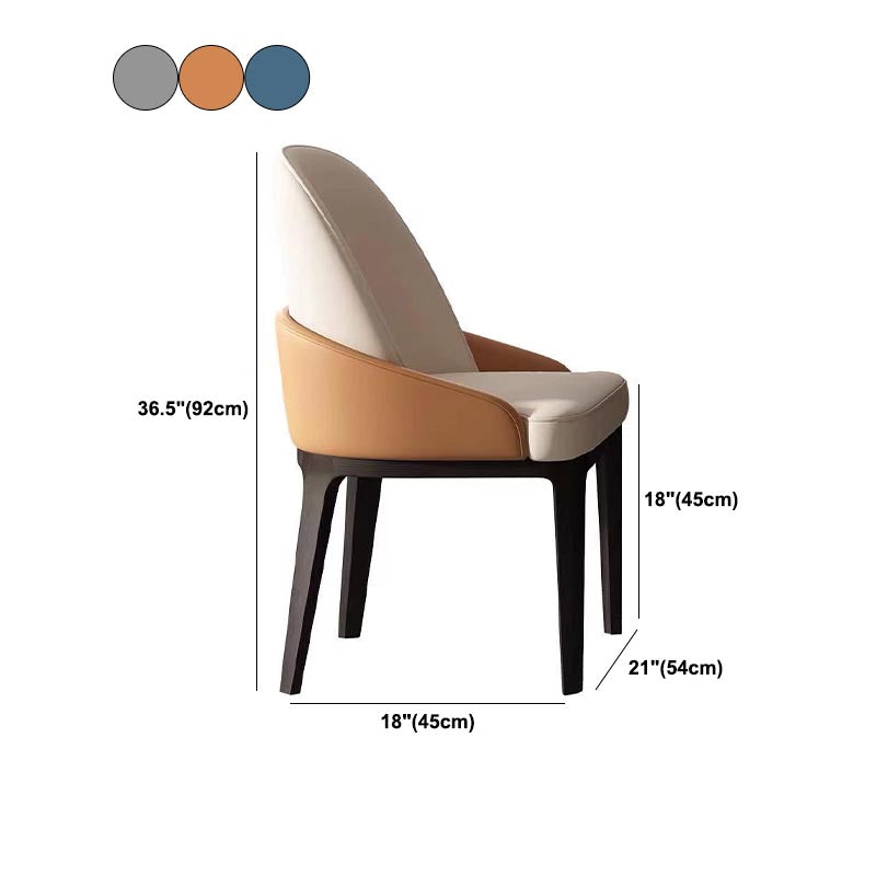 Silla de comedor de comedor glamorosa silla de comedor de cuero con patas de madera maciza