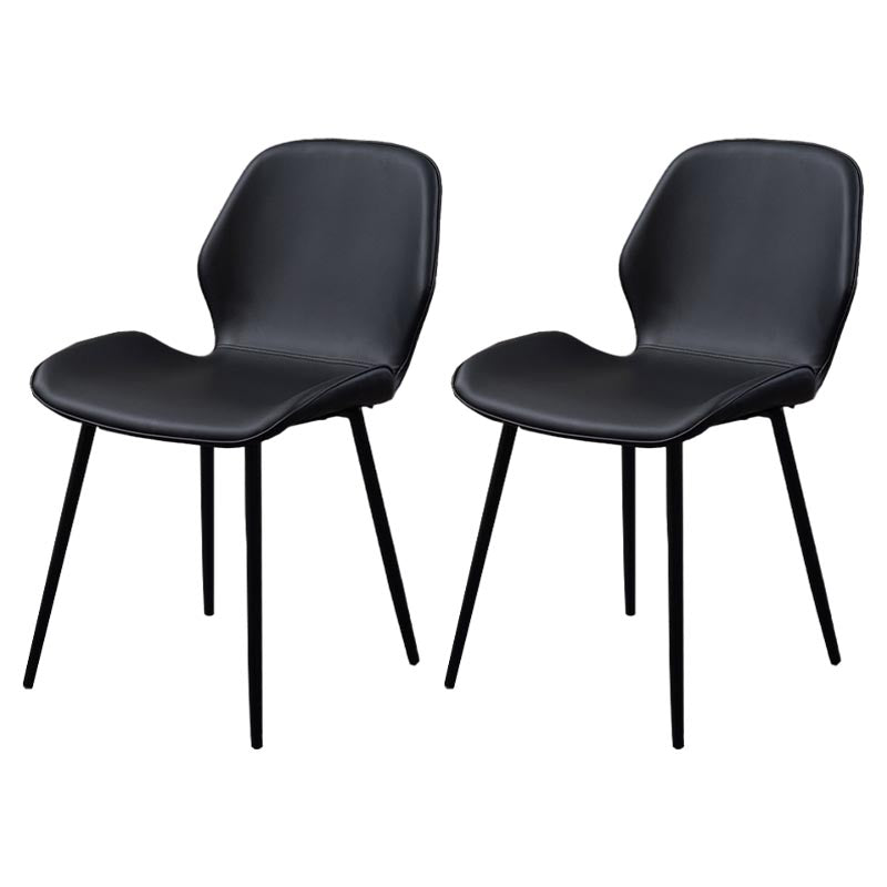 Wingback Side Chair Modern Leather Dining Chair for Dining Room Black 2 Piece Set Clearhalo 'Dining Chairs' 'Dining Tables & Seating' 'dining_chair' 'furn' 'furn_dining_chair' 'Furniture' 'Kitchen & Dining Furniture' 5320834