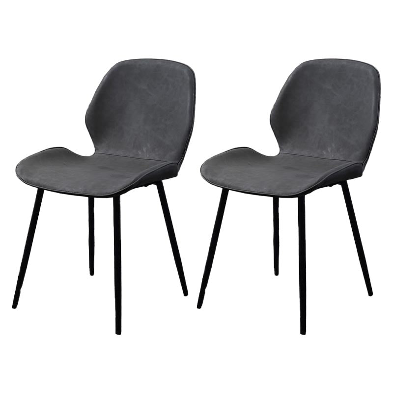 Wingback Side Chair Modern Leather Dining Chair for Dining Room Dark Gray 2 Piece Set Clearhalo 'Dining Chairs' 'Dining Tables & Seating' 'dining_chair' 'furn' 'furn_dining_chair' 'Furniture' 'Kitchen & Dining Furniture' 5320841
