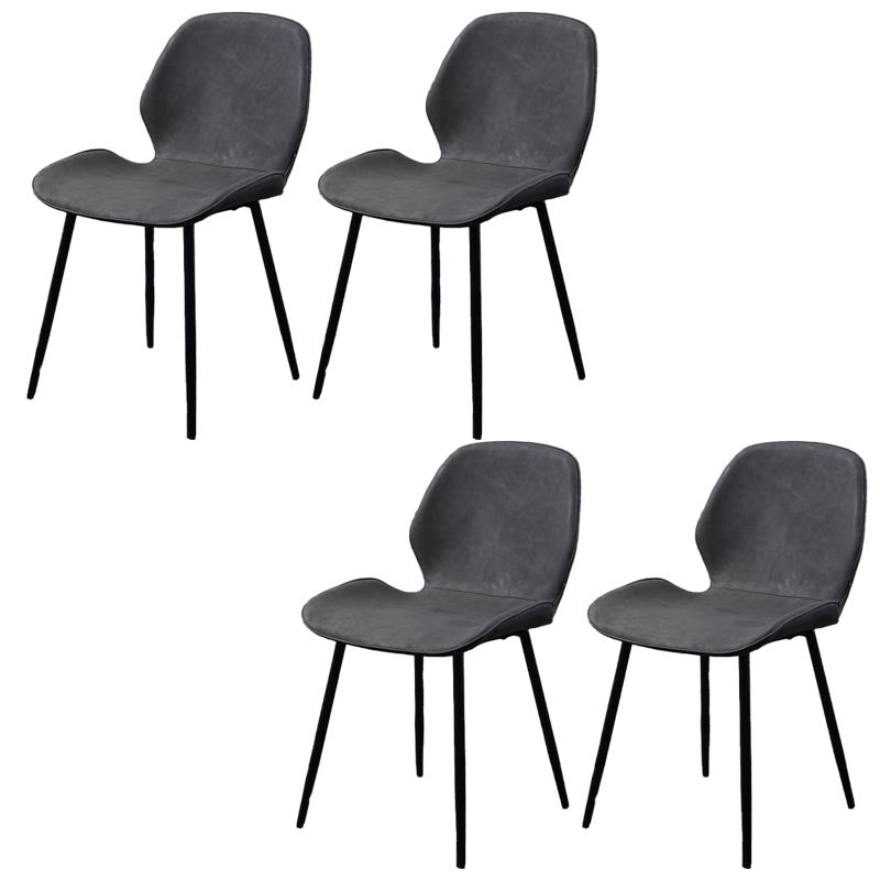 Wingback Side Chair Modern Leather Dining Chair for Dining Room Dark Gray 4 Piece Set Clearhalo 'Dining Chairs' 'Dining Tables & Seating' 'dining_chair' 'furn' 'furn_dining_chair' 'Furniture' 'Kitchen & Dining Furniture' 5320843