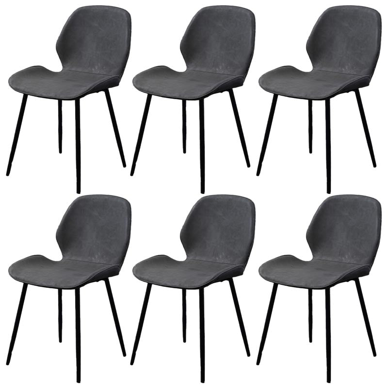 Wingback Side Chair Modern Leather Dining Chair for Dining Room Dark Gray 6 Piece Set Clearhalo 'Dining Chairs' 'Dining Tables & Seating' 'dining_chair' 'furn' 'furn_dining_chair' 'Furniture' 'Kitchen & Dining Furniture' 5320845