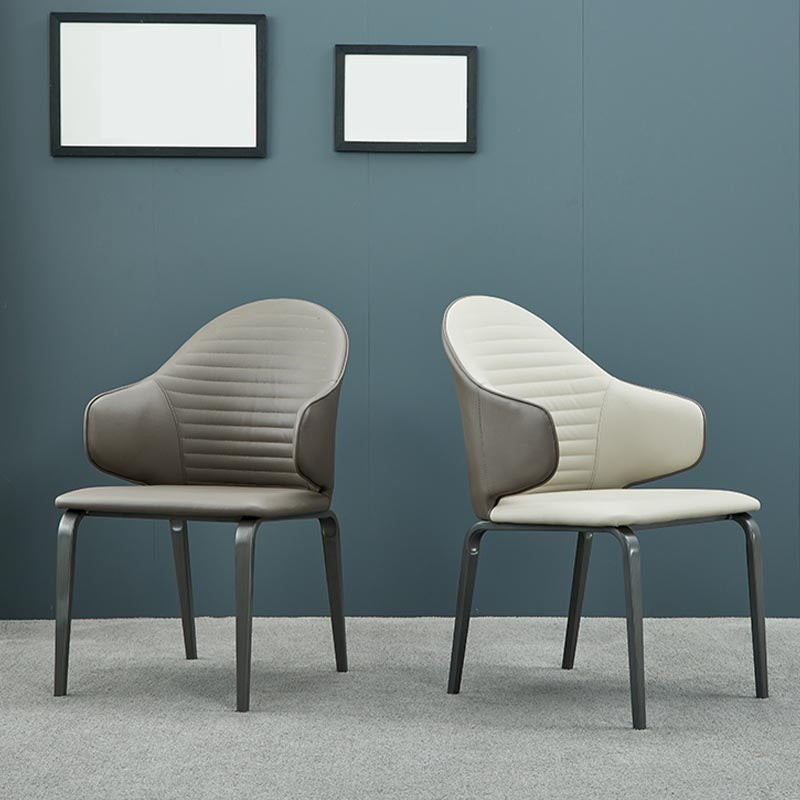 Silla de comedor tapizada de cuero con silla de comedor contemporánea