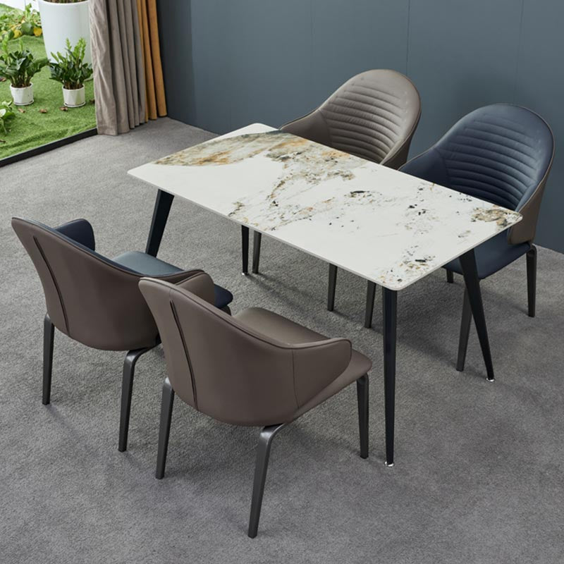 Silla de comedor tapizada de cuero con silla de comedor contemporánea