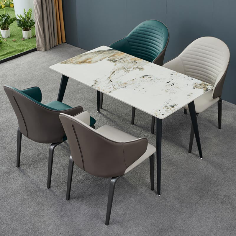 Silla de comedor tapizada de cuero con silla de comedor contemporánea