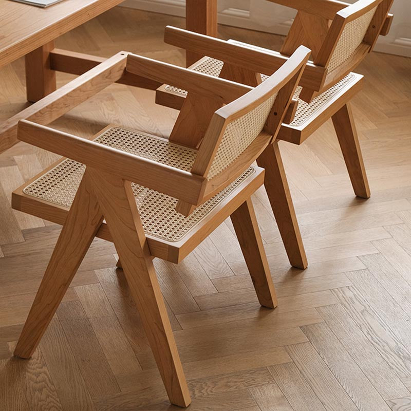 Oak Solid Wood Dining Chair Traditional Rattan Dining Arm Chair Clearhalo 'Dining Chairs' 'Dining Tables & Seating' 'dining_chair' 'furn' 'furn_dining_chair' 'Furniture' 'Kitchen & Dining Furniture' 5321082