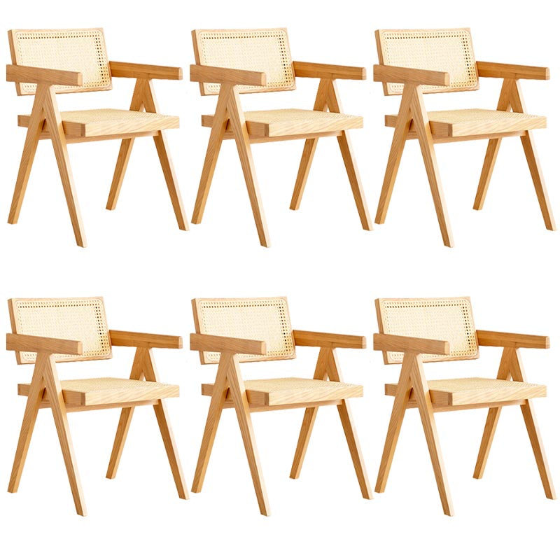 Oak Solid Wood Dining Chair Traditional Rattan Dining Arm Chair Wood 6 Piece Set Clearhalo 'Dining Chairs' 'Dining Tables & Seating' 'dining_chair' 'furn' 'furn_dining_chair' 'Furniture' 'Kitchen & Dining Furniture' 5321090