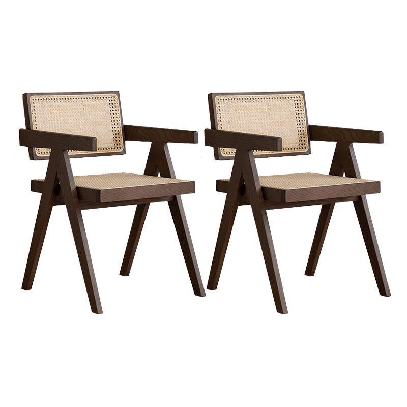 Oak Solid Wood Dining Chair Traditional Rattan Dining Arm Chair Walnut 2 Piece Set Clearhalo 'Dining Chairs' 'Dining Tables & Seating' 'dining_chair' 'furn' 'furn_dining_chair' 'Furniture' 'Kitchen & Dining Furniture' 5321094