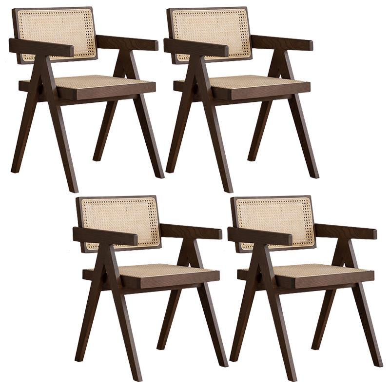 Oak Solid Wood Dining Chair Traditional Rattan Dining Arm Chair Walnut 4 Piece Set Clearhalo 'Dining Chairs' 'Dining Tables & Seating' 'dining_chair' 'furn' 'furn_dining_chair' 'Furniture' 'Kitchen & Dining Furniture' 5321095