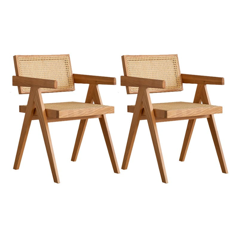 Oak Solid Wood Dining Chair Traditional Rattan Dining Arm Chair Cherry Wood 2 Piece Set Clearhalo 'Dining Chairs' 'Dining Tables & Seating' 'dining_chair' 'furn' 'furn_dining_chair' 'Furniture' 'Kitchen & Dining Furniture' 5321102