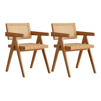 Oak Solid Wood Dining Chair Traditional Rattan Dining Arm Chair Cherry Wood 2 Piece Set Clearhalo 'Dining Chairs' 'Dining Tables & Seating' 'dining_chair' 'furn' 'furn_dining_chair' 'Furniture' 'Kitchen & Dining Furniture' 5321102