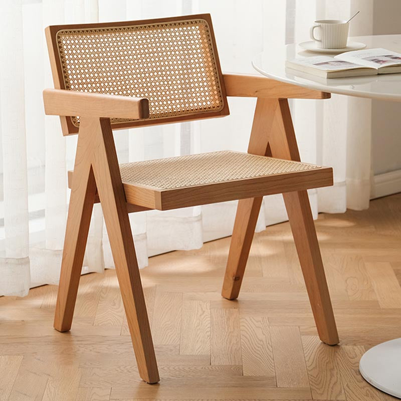 Oak Solid Wood Dining Chair Traditional Rattan Dining Arm Chair Clearhalo 'Dining Chairs' 'Dining Tables & Seating' 'dining_chair' 'furn' 'furn_dining_chair' 'Furniture' 'Kitchen & Dining Furniture' 5321103