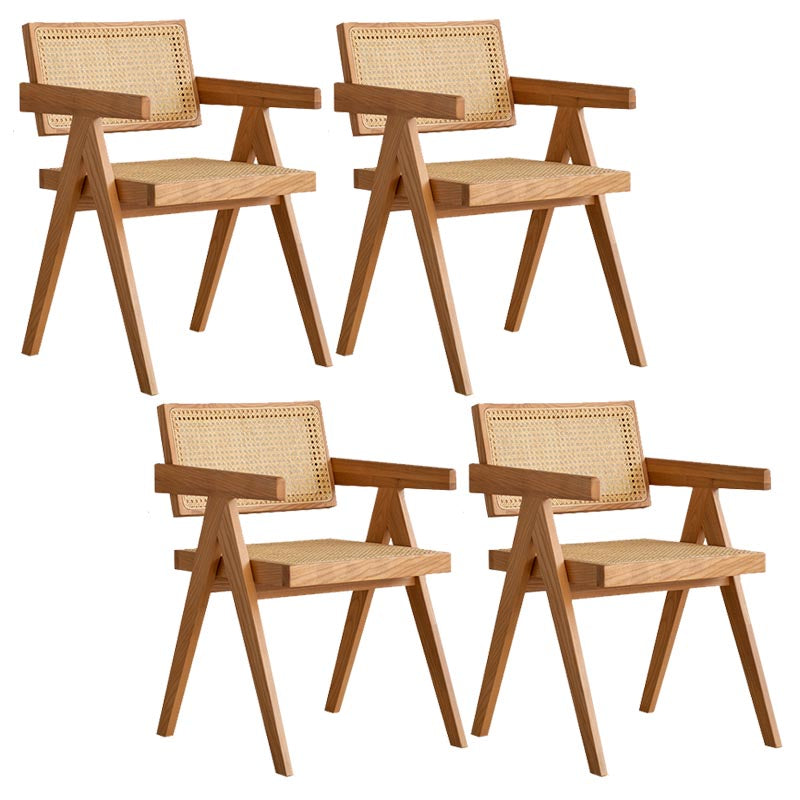 Oak Solid Wood Dining Chair Traditional Rattan Dining Arm Chair Cherry Wood 4 Piece Set Clearhalo 'Dining Chairs' 'Dining Tables & Seating' 'dining_chair' 'furn' 'furn_dining_chair' 'Furniture' 'Kitchen & Dining Furniture' 5321104