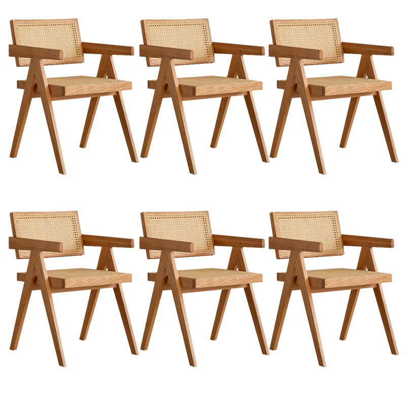 Oak Solid Wood Dining Chair Traditional Rattan Dining Arm Chair Cherry Wood 6 Piece Set Clearhalo 'Dining Chairs' 'Dining Tables & Seating' 'dining_chair' 'furn' 'furn_dining_chair' 'Furniture' 'Kitchen & Dining Furniture' 5321106