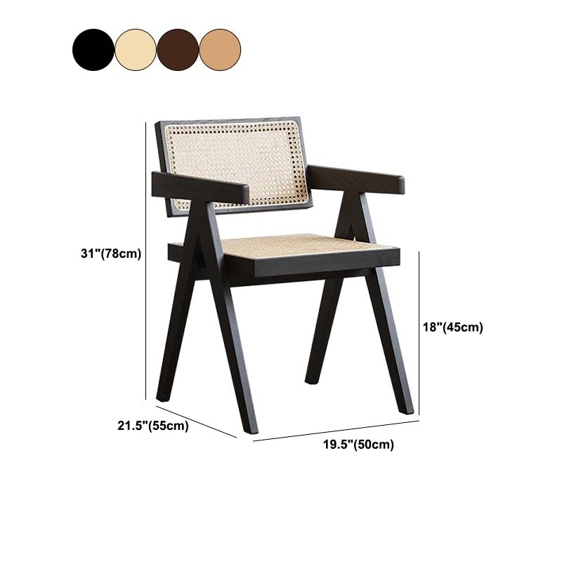 Oak Solid Wood Dining Chair Traditional Rattan Dining Arm Chair Clearhalo 'Dining Chairs' 'Dining Tables & Seating' 'dining_chair' 'furn' 'furn_dining_chair' 'Furniture' 'Kitchen & Dining Furniture' 5321108