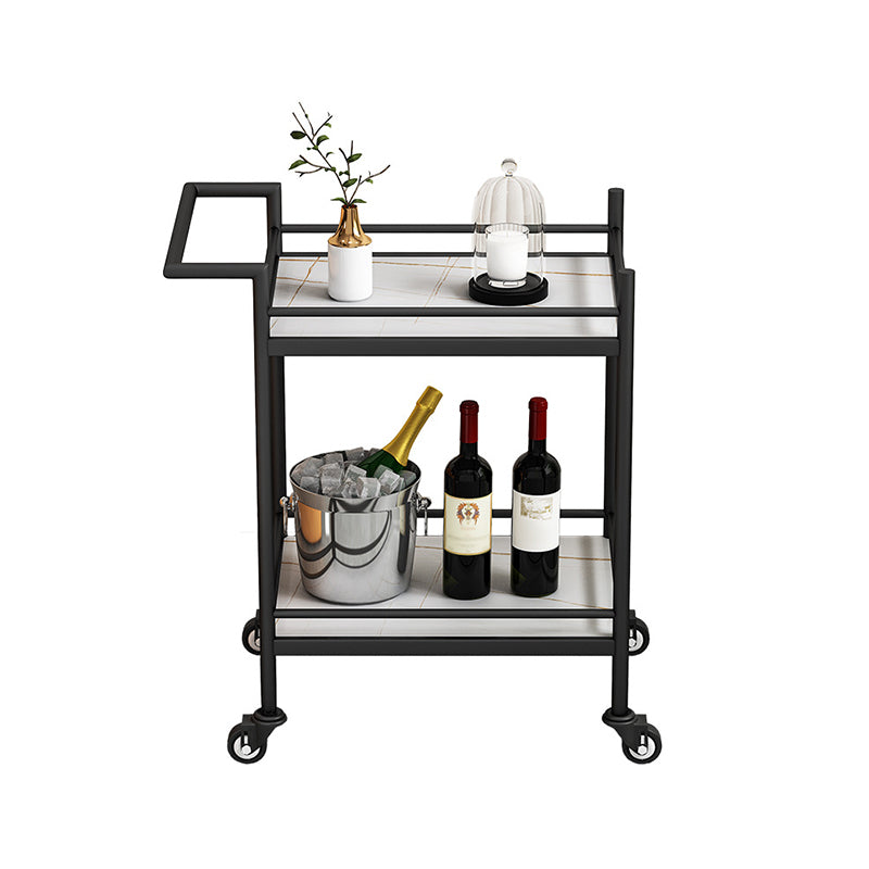 29.52" High Rolling Contemporary Prep Table Stone Prep Table White Black Clearhalo 'furn' 'furn_kitchen_islands_carts' 'Furniture' 'Kitchen & Dining Furniture' 'Kitchen Islands & Carts' 'kitchen_islands_carts' 5321372