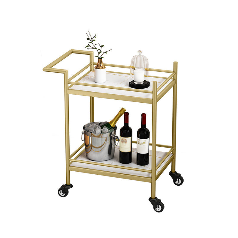 29.52" High Rolling Contemporary Prep Table Stone Prep Table White Gold Clearhalo 'furn' 'furn_kitchen_islands_carts' 'Furniture' 'Kitchen & Dining Furniture' 'Kitchen Islands & Carts' 'kitchen_islands_carts' 5321377