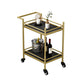 29.52" High Rolling Contemporary Prep Table Stone Prep Table Textured Black Gold Clearhalo 'furn' 'furn_kitchen_islands_carts' 'Furniture' 'Kitchen & Dining Furniture' 'Kitchen Islands & Carts' 'kitchen_islands_carts' 5321378