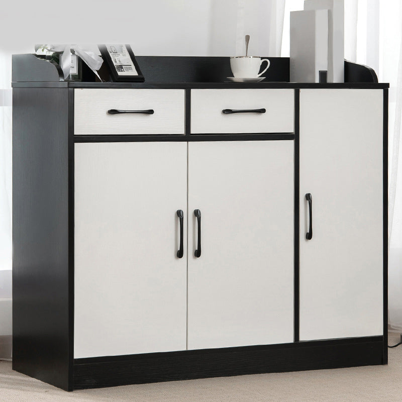Modern Style Server Imitation Wood Sideboard with Door and Drawer for Dining Room 39"L x 16"W x 35"H Black-White Clearhalo 'buffet_sideboard' 'Buffets & Sideboards' 'furn' 'furn_buffet_sideboard' 'Furniture' 'Kitchen & Dining Furniture' 5321452