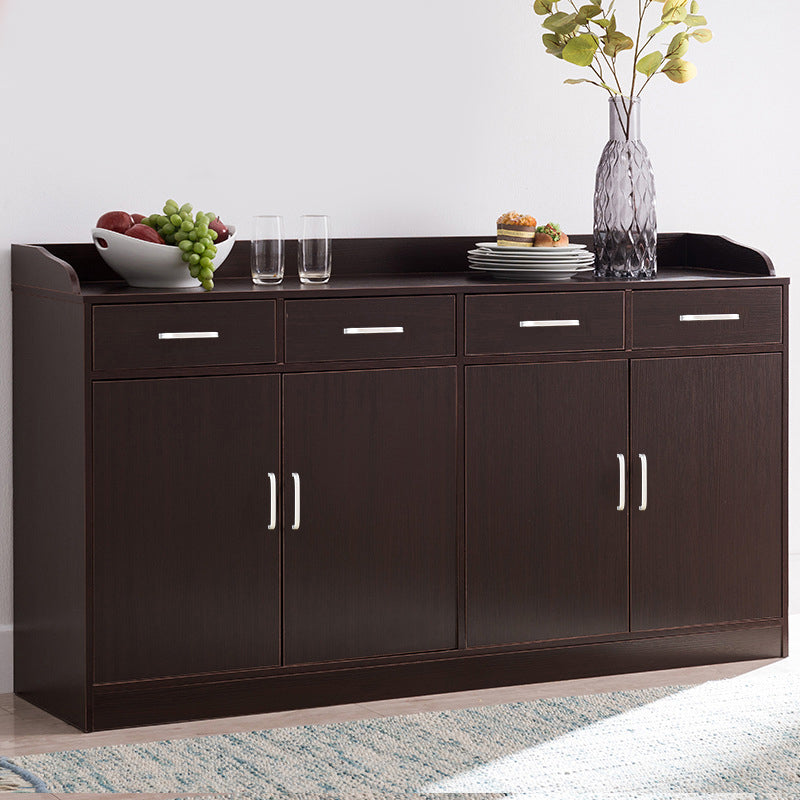 Modern Style Server Imitation Wood Sideboard with Door and Drawer for Dining Room 63"L x 16"W x 35"H Silver Brown Clearhalo 'buffet_sideboard' 'Buffets & Sideboards' 'furn' 'furn_buffet_sideboard' 'Furniture' 'Kitchen & Dining Furniture' 5321453