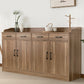 Modern Style Server Imitation Wood Sideboard with Door and Drawer for Dining Room 63"L x 16"W x 35"H Brown-Khaki Clearhalo 'buffet_sideboard' 'Buffets & Sideboards' 'furn' 'furn_buffet_sideboard' 'Furniture' 'Kitchen & Dining Furniture' 5321455