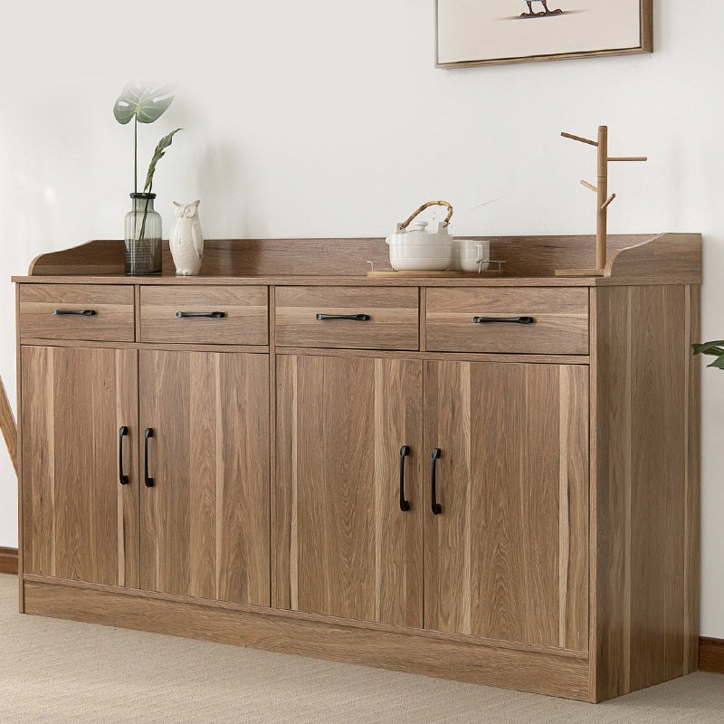 Modern Style Server Imitation Wood Sideboard with Door and Drawer for Dining Room 63"L x 16"W x 35"H Brown-Khaki Clearhalo 'buffet_sideboard' 'Buffets & Sideboards' 'furn' 'furn_buffet_sideboard' 'Furniture' 'Kitchen & Dining Furniture' 5321455