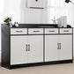 Modern Style Server Imitation Wood Sideboard with Door and Drawer for Dining Room 63"L x 16"W x 35"H Black-White Clearhalo 'buffet_sideboard' 'Buffets & Sideboards' 'furn' 'furn_buffet_sideboard' 'Furniture' 'Kitchen & Dining Furniture' 5321458