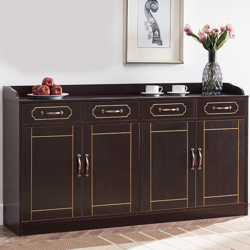 Modern Style Server Imitation Wood Sideboard with Door and Drawer for Dining Room 63"L x 16"W x 35"H Gold-Brown Clearhalo 'buffet_sideboard' 'Buffets & Sideboards' 'furn' 'furn_buffet_sideboard' 'Furniture' 'Kitchen & Dining Furniture' 5321468