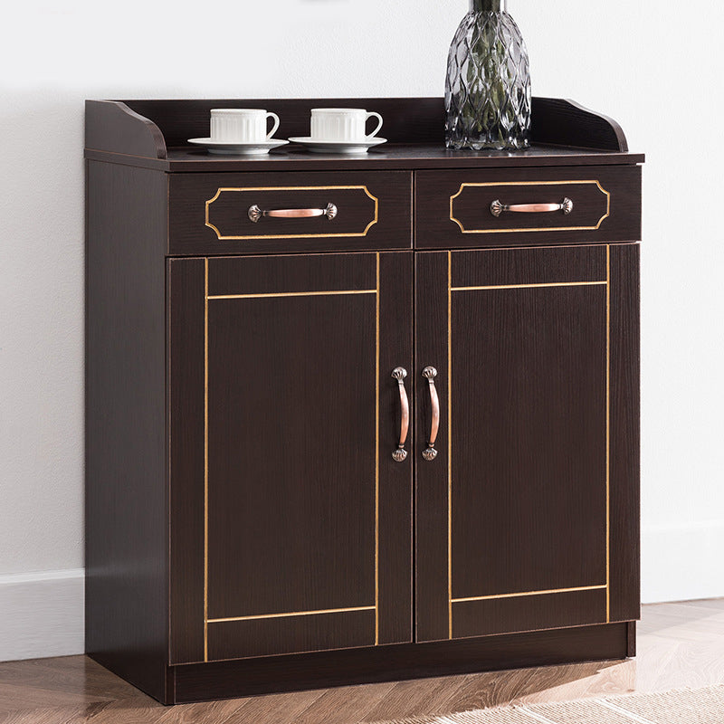 Modern Style Server Imitation Wood Sideboard with Door and Drawer for Dining Room 31"L x 16"W x 35"H Gold-Brown Clearhalo 'buffet_sideboard' 'Buffets & Sideboards' 'furn' 'furn_buffet_sideboard' 'Furniture' 'Kitchen & Dining Furniture' 5321473