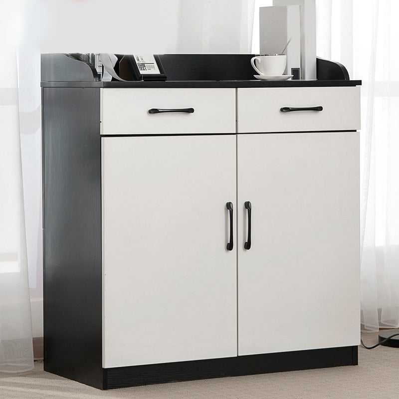 Modern Style Server Imitation Wood Sideboard with Door and Drawer for Dining Room 31"L x 16"W x 35"H Black-White Clearhalo 'buffet_sideboard' 'Buffets & Sideboards' 'furn' 'furn_buffet_sideboard' 'Furniture' 'Kitchen & Dining Furniture' 5321475