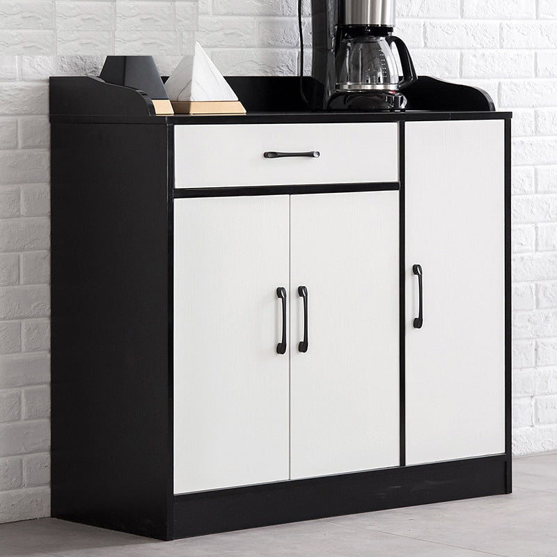 Modern Style Server Imitation Wood Sideboard with Door and Drawer for Dining Room 35"L x 16"W x 35"H Black-White Clearhalo 'buffet_sideboard' 'Buffets & Sideboards' 'furn' 'furn_buffet_sideboard' 'Furniture' 'Kitchen & Dining Furniture' 5321476