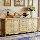Glam Sideboard a 2 porte in Sideboard in legno di quercia dorata con marmo per soggiorno