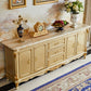 Glam Sideboard a 2 porte in Sideboard in legno di quercia dorata con marmo per soggiorno