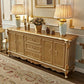 Glam Sideboard a 2 porte in Sideboard in legno di quercia dorata con marmo per soggiorno