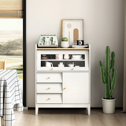 15.75"W x 40.55"H Sideboard Contemporary Style White Dining Server with 3 Drawers