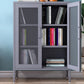 Steel Sideboard Modern Server Cabinet with Storage for Dining Room Kitchen 31"L x 16"W x 40"H Grey Mesh Clearhalo 'buffet_sideboard' 'Buffets & Sideboards' 'furn' 'furn_buffet_sideboard' 'Furniture' 'Kitchen & Dining Furniture' 5321566