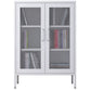 Steel Sideboard Modern Server Cabinet with Storage for Dining Room Kitchen 31"L x 16"W x 40"H White Mesh Clearhalo 'buffet_sideboard' 'Buffets & Sideboards' 'furn' 'furn_buffet_sideboard' 'Furniture' 'Kitchen & Dining Furniture' 5321567