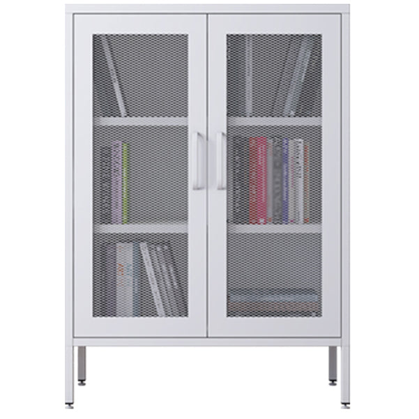 Steel Sideboard Modern Server Cabinet with Storage for Dining Room Kitchen 31"L x 16"W x 40"H White Mesh Clearhalo 'buffet_sideboard' 'Buffets & Sideboards' 'furn' 'furn_buffet_sideboard' 'Furniture' 'Kitchen & Dining Furniture' 5321567